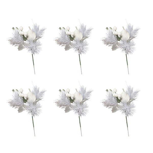 Samuel Alexander Set of 6 19cm Christmas Pick Decoration with White Apple and Pear