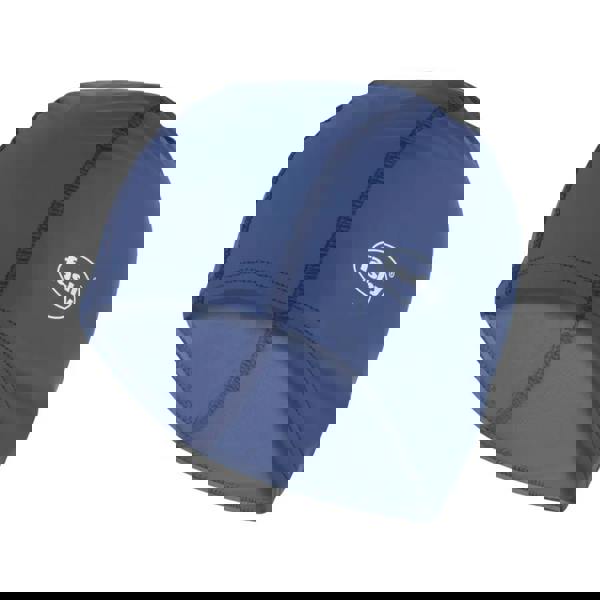 Navy blue Fashy Lycra swim cap with textured pattern and logo