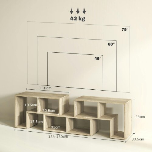 Wyld Haus Tota 134cm Natural Wood Effect 3 Block Modular TV Stand