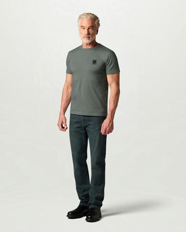 Belstaff Mens Icon Logo T - Shirt - Atlantic Grey | CHO | Designer Mens Short Sleeve T - Shirts