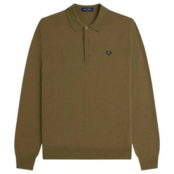 Fred Perry Knitted Merino Long Sleeve Polo Shirt