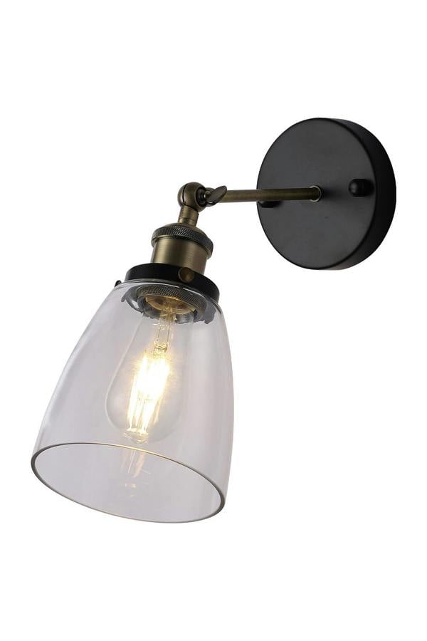 Living and Home 14cm W x 16cm H Industrial 1-Light Armed Sconce with Clear Glass Shade