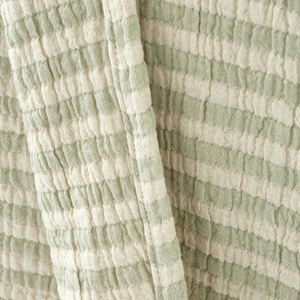 Bianca Cotton Muslin Stripe Blanket Throw Green