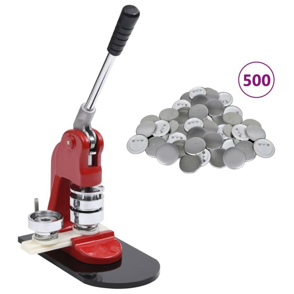 Berkfield Badge Button Maker with 500 pcs Pinback Button Parts 58 mm