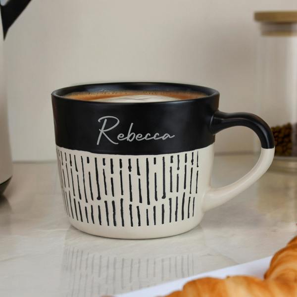Personalised Handmade Dipped Dash Ceramic Mug - lifestyle shot