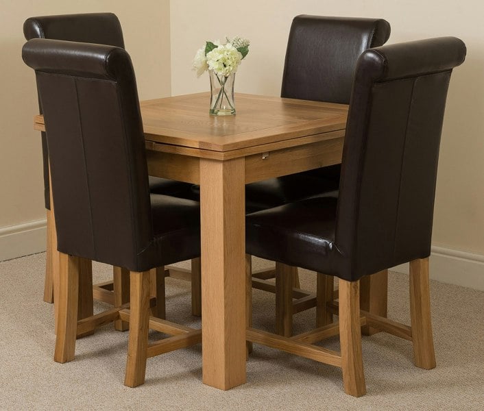 That's Furniture Richmond Small Extending Oak Dining Set with Washington Leather Chairs