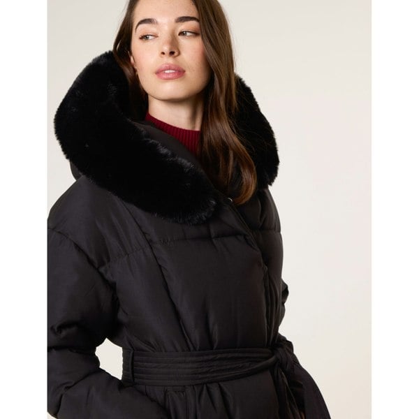 Blue Vanilla Long Puffer Faux Fur Hooded Coat