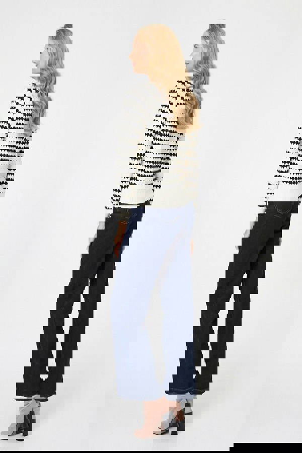 White | Stripe Textured Long Sleeve Jumper
