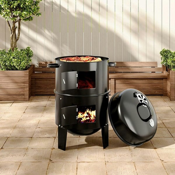 80 cm H 3 in 1 BBQ Charcoal Grill 3 Tier Smoker BBQ Grills Living and Home