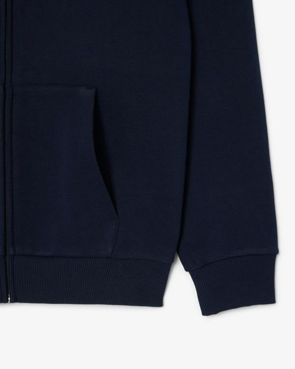 Lacoste Fleece Full - Zip Mens Classic Fit Hoodie - Navy 166 | CHO | Designer Mens Hoodies