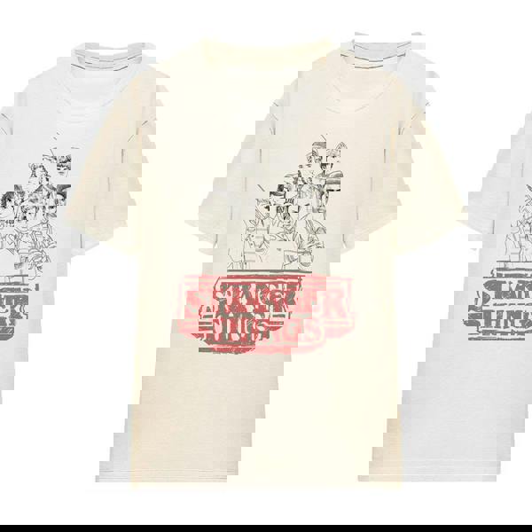 Stranger Things Womens/Ladies Group Sketch Logo T-Shirt - Natural - 