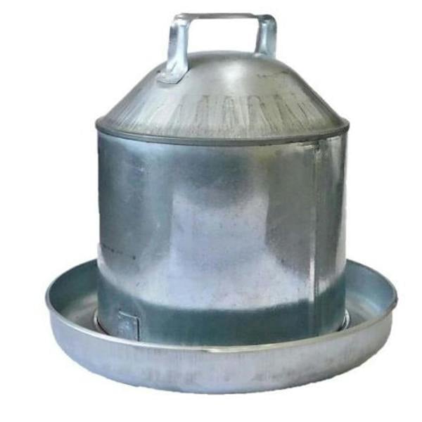 Ketoplastics Poultry Drinker Waterer Automatic Drinker 9L Capacity, Galvanised Steel with Handle for Hens, Ducks, Geese - 2 Gallon