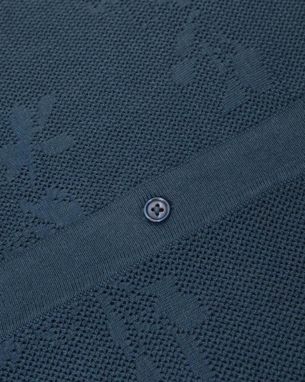 Steel & Jelly Farringdon - Leaf Texture Open Knit Short Sleeve Shirt