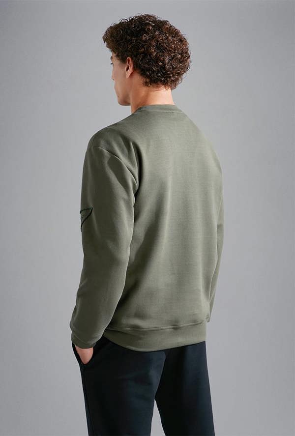Paul & Shark Men's X-Soft Cotton Tencel Sweatshirt with Embroidered Shark