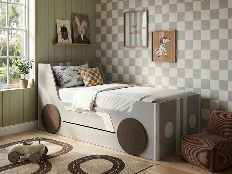 Flair Cooper Single Car Bed with Drawers Grey