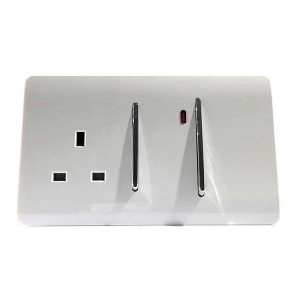 Trendi Switch 45 Amp Cooker Switch & 13 Amp Plug Socket with Neon in Ice White