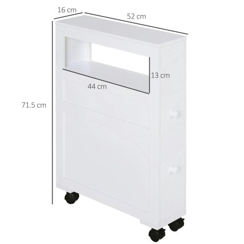 Wyld Haus Minbalu Narrow Rolling Bathroom Storage Unit With 2 Drawers And Wheels
