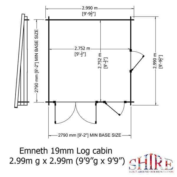 Shire Emneth 10x10 Pent Log Cabin 19mm interlock  Cladding
