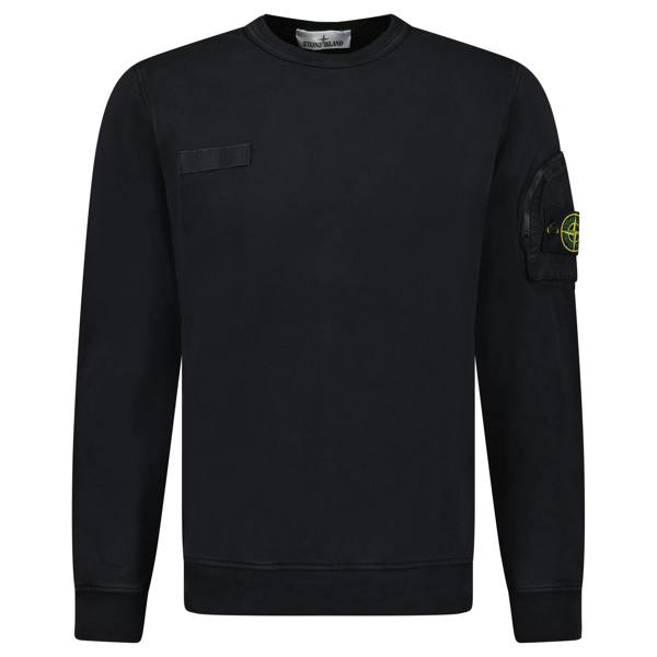 Stone Island Zip Sleeve Pocket Sweatshirt Black - chancefashionco