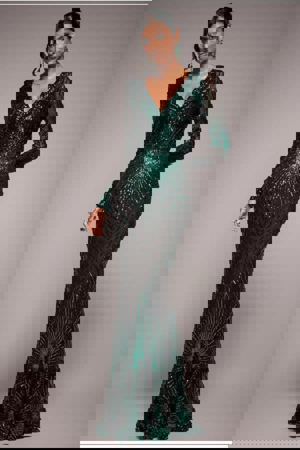 Starburst Effect Maxi Dress - Emerald DR1824