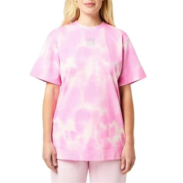 Hugo Womens/Ladies Tie Dye Crew Neck T-Shirt - Medium Pink - 