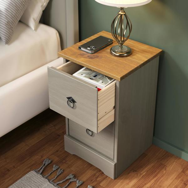Core Products Corona Grey Modern 2-Drawer Bedside Cabinet