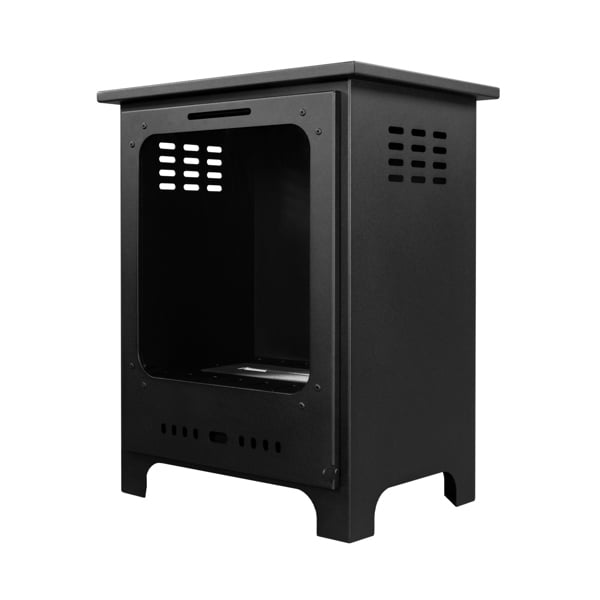 BIOFireplacesGMT Freestanding Bio Fireplace Koza Mini Black Matt with glass Ventless