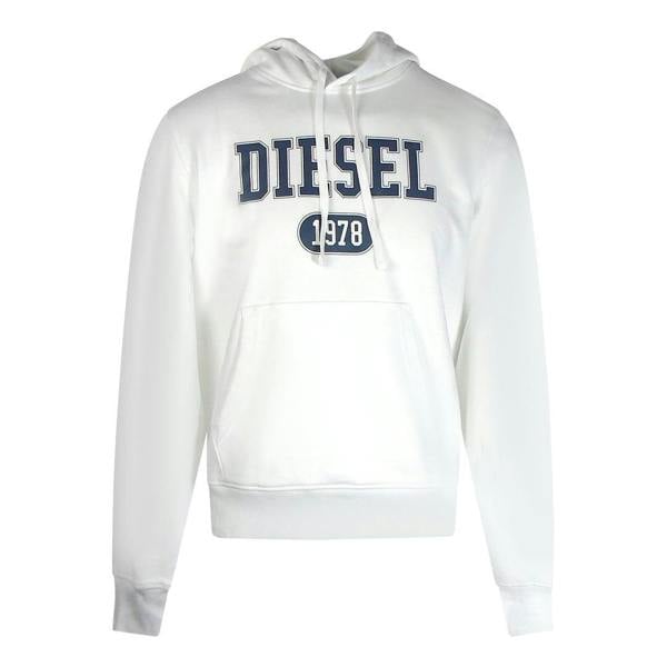 Diesel Mens 1978 Bold Logo Hoodie - White - 