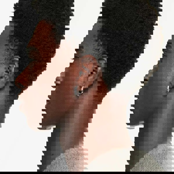 Swarovski Dextera Rhodium Plated White Crystal Octogan Hoop Earrings 5724585