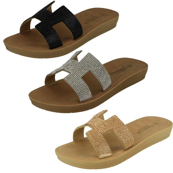 Savannah Ladies Savannah Diamante Vamp Mules