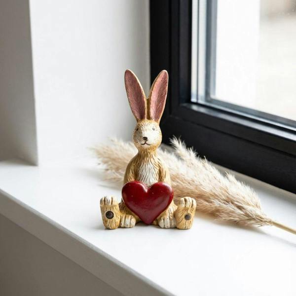 Garden Greatness Sitting Red Heart Jasper Rabbit