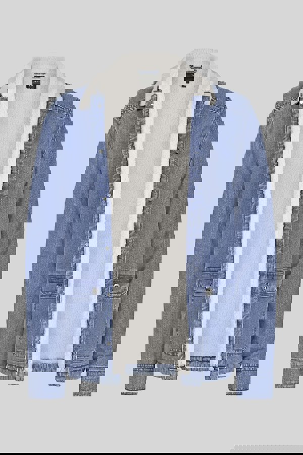 Men's Borg Lined Blue Denim Jacket