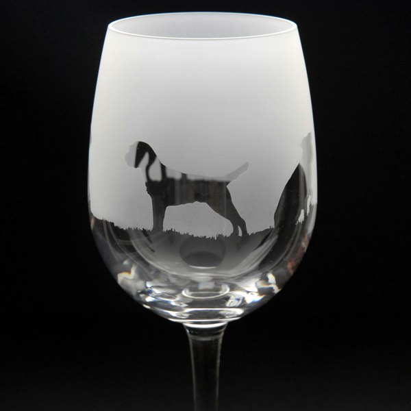 Glyptic Glass Art Border Terrier Dog Crystal Wine Glass - Hand Etched/Engraved Gift