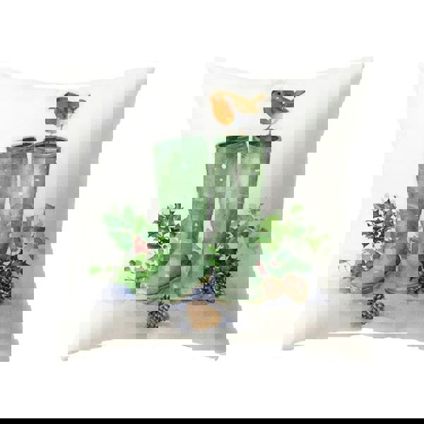 Anyhouz Pillowcase White Boots Print Christmas Cotton Polyester Cushion Cover