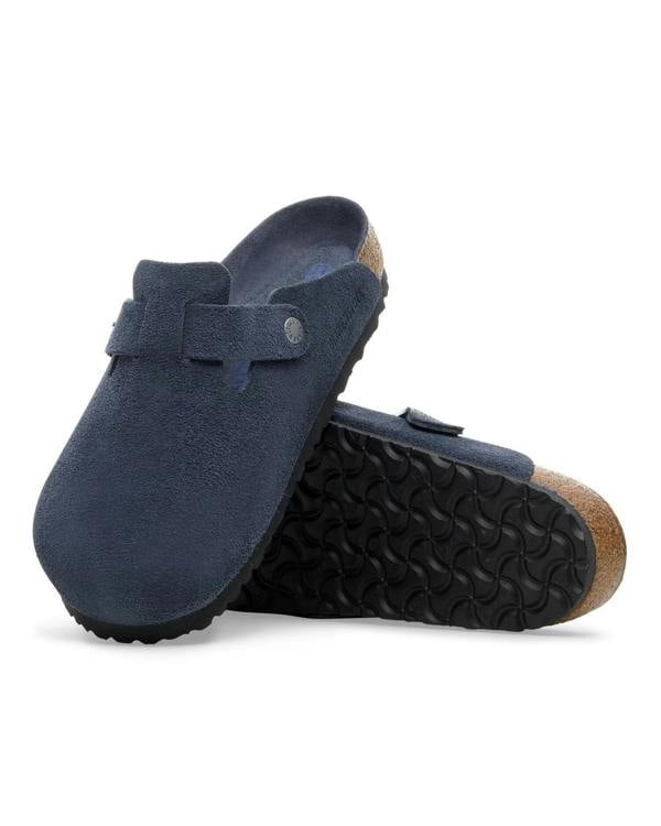 Birkenstock Boston Soft Footbed Unisex Suede Clogs - New Navy Tonal FB - CHO - Designer Unisex Clogs
