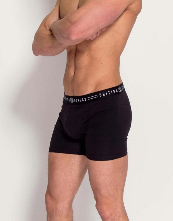 Three-pack British Boxers Men's Stretch Trunks – Coal Black - British Boxers