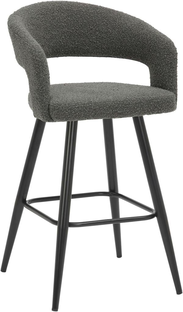 Lamboro Amalfi Boucle Kitchen Bar Stools, Single, Fixed Height Metal Legs With Footrest, Breakfast Bar Stool - Grey