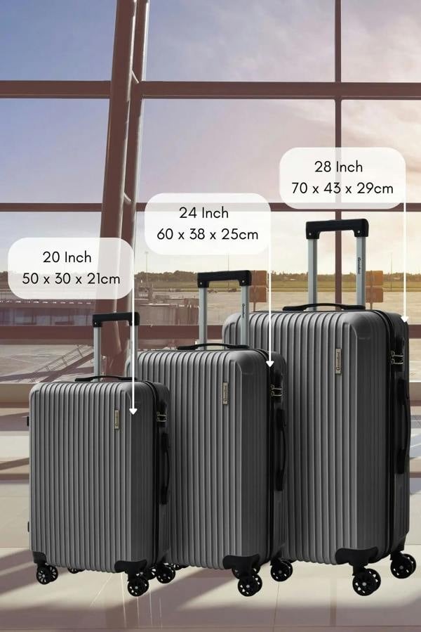 Groundlevel Cosmic Hard Shell 3 Piece Suitcase Luggage Set - Charcoal Grey