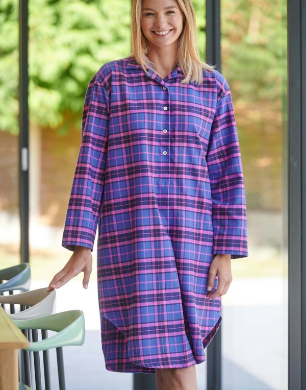 British Boxers Women's Brushed Cotton Nightshirt – Lomond Tartan