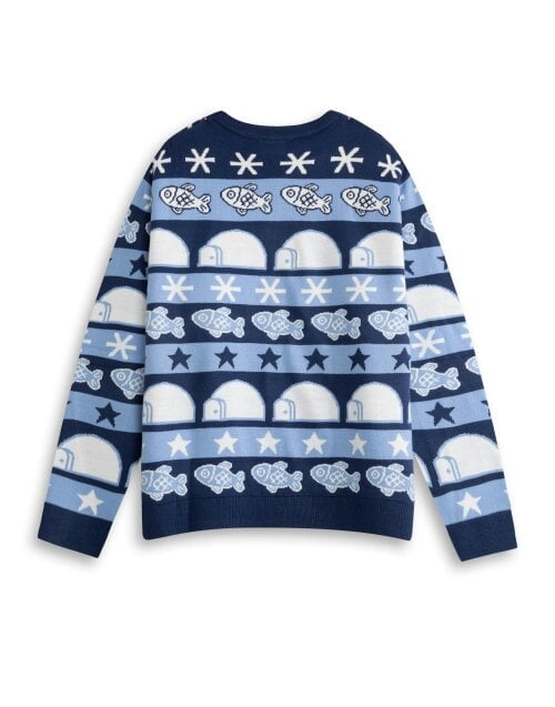 Pingu Unisex Blue Merry Noot-mas Christmas Jumper