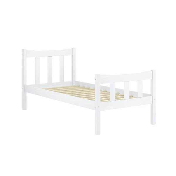Wyld Haus Tralee White Washed Wooden 3ft Single Bed with Slatted Headboard and Footboard