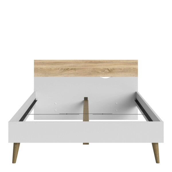 Wyld Haus Sapporo 4ft6 Double Bed Frame White and Natural Oak Wood Effect
