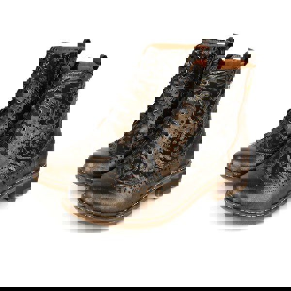 Embassy London Milliner - Bronze & Floral - Women's leather round toe rubber sole ankle boot in black