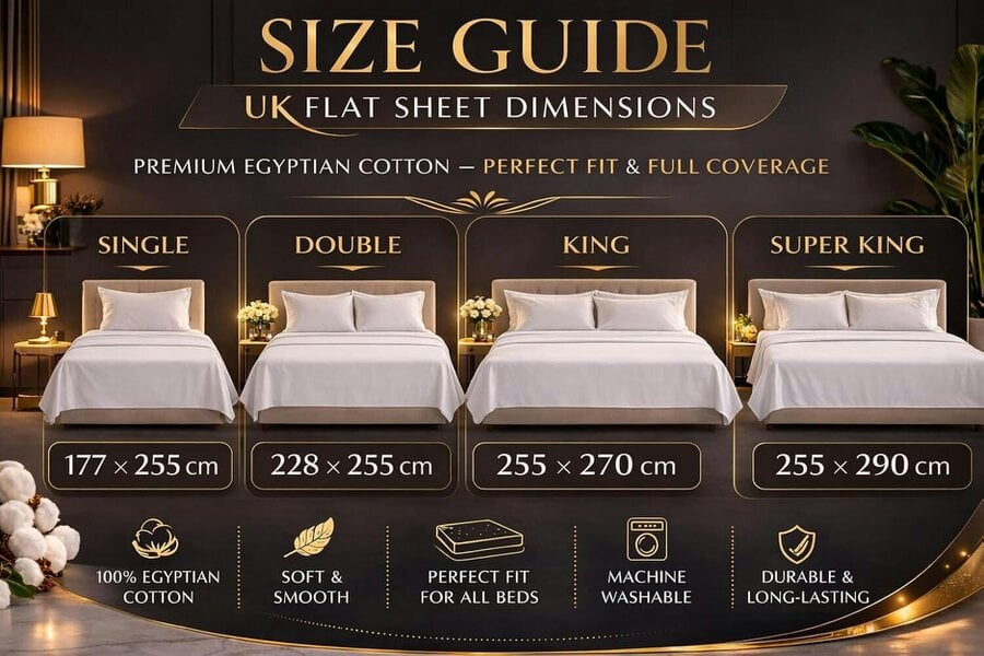 Night Zone 200 Thread Count Egyptian Cotton Flat Sheet – Hotel Quality Bed Linen - White