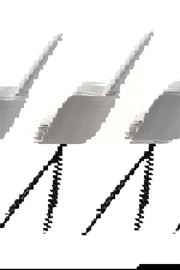 Living and Home Linen Modern Swivel Chair with Black Legs