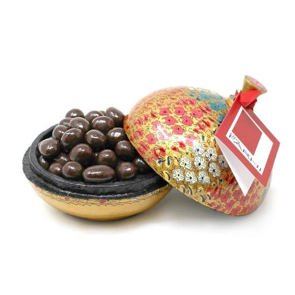 Large Handmade Bonbonnière filled with Dark Chocolate Coated Ginger, Palm Oil Free, 260g