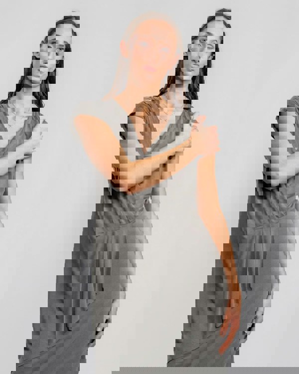 Great Plains So Peachy V Neck Drape Womens Dress