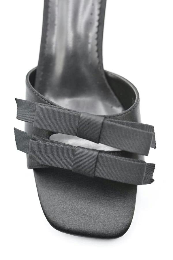 Camila Open Toe Bow Detail High Heels - Black