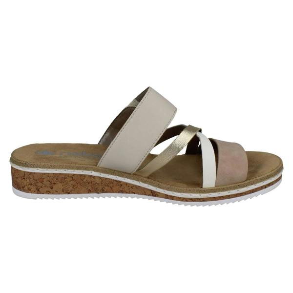 Rieker Ladies Rieker Wedge Heeled Strappy Mule Sandals V3652