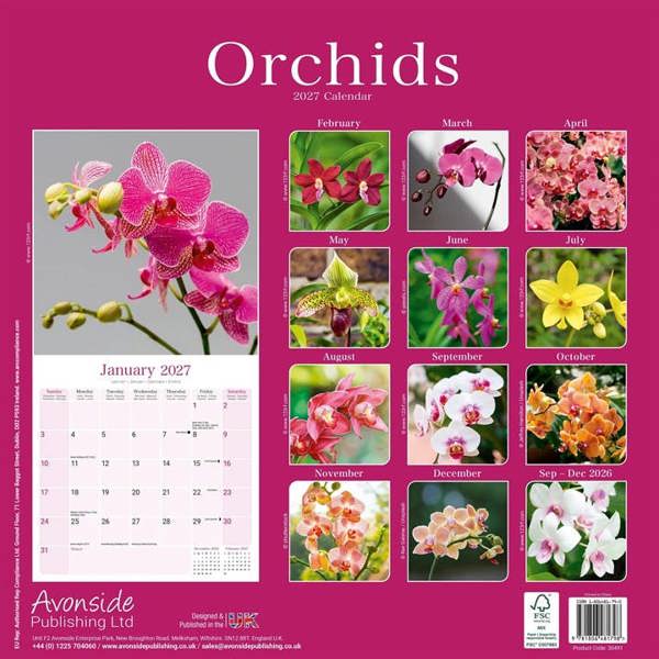 Orchids Calendar 2027, Wall Calendars, Month To View, Lifestyle, Gift